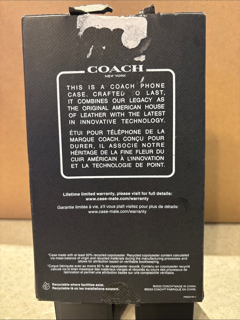 Coach Black Leather iPhone 15 Pro Case with Green Dinosaur Print - Picture 2 of 3